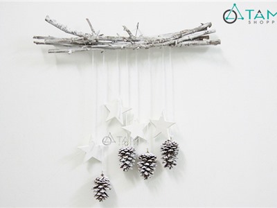 Bó củi khô treo trái thông dầu ngôi sao gỗ số 26